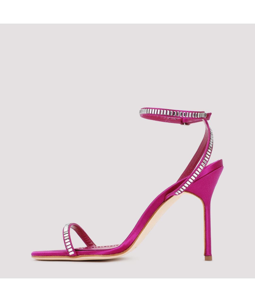 MANOLO BLAHNIK Розовые текстильные босоножки, фото 3