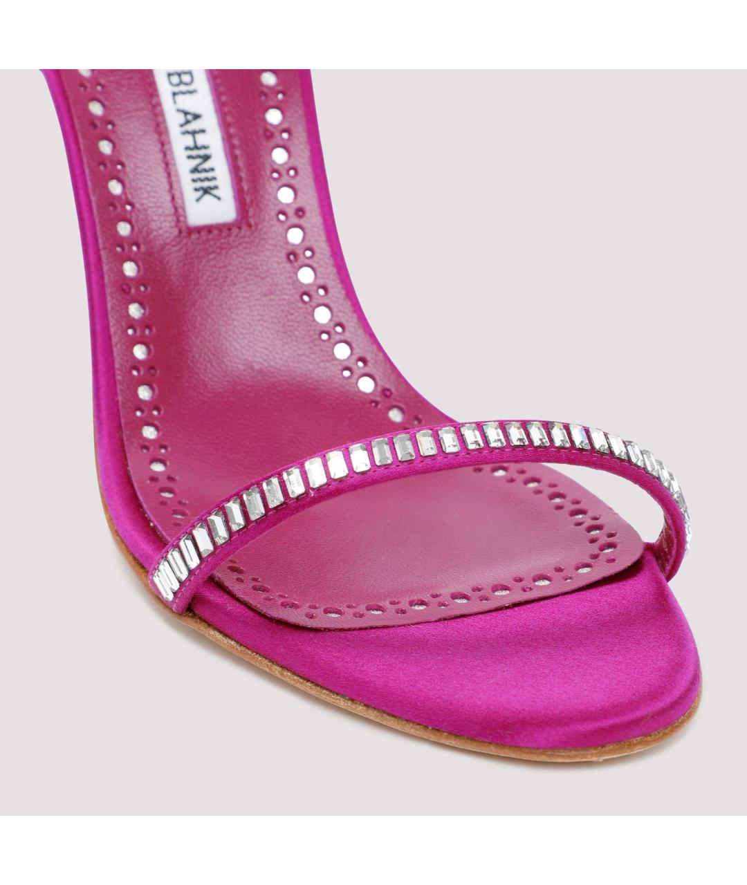 MANOLO BLAHNIK Розовые текстильные босоножки, фото 4