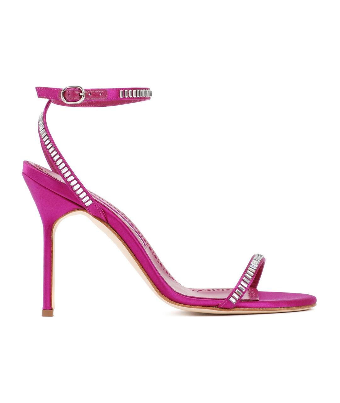 MANOLO BLAHNIK Розовые текстильные босоножки, фото 1