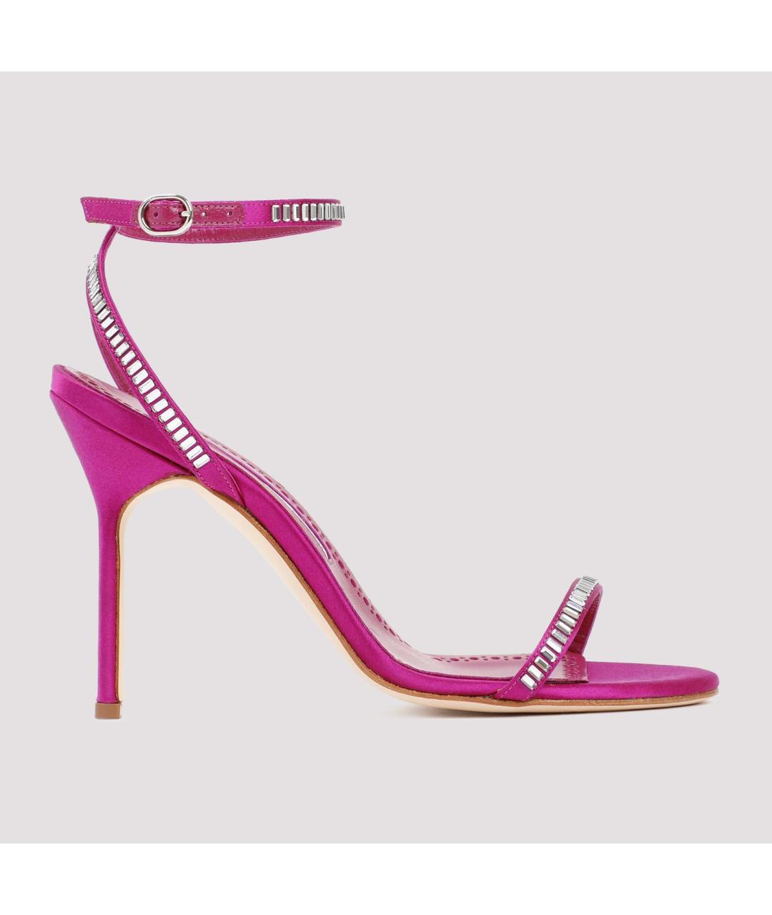MANOLO BLAHNIK Розовые текстильные босоножки, фото 2