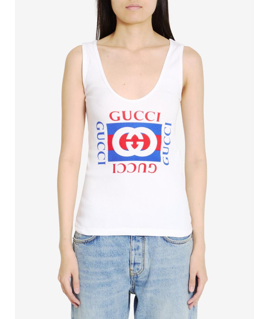 GUCCI Белая хлопковая майка, фото 2