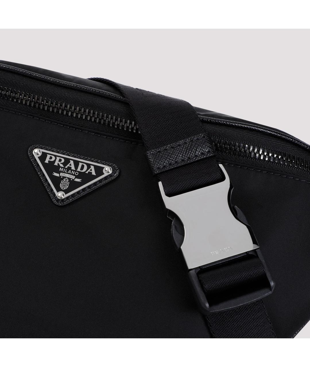 PRADA Черная синтетическая поясная сумка, фото 5