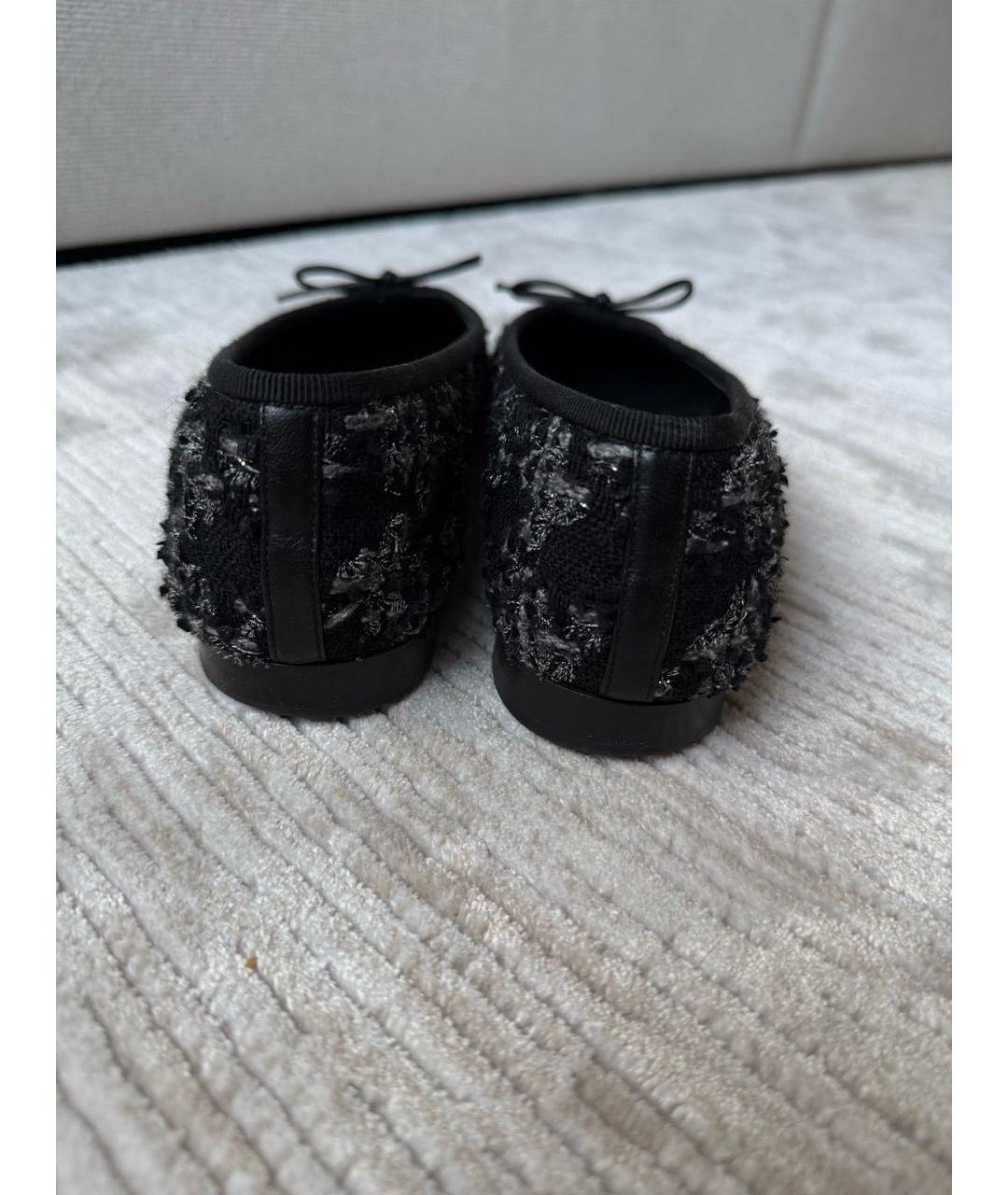 CHANEL Черные текстильные балетки, фото 6