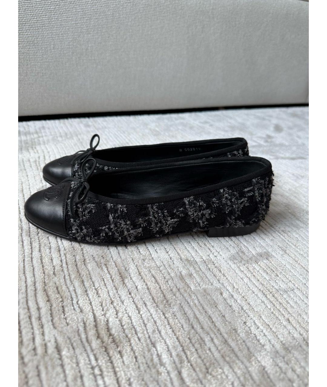 CHANEL Черные текстильные балетки, фото 7