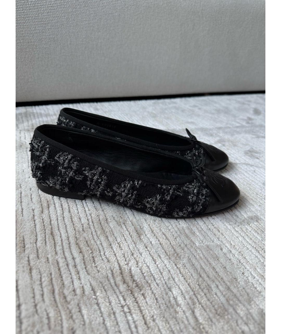 CHANEL Черные текстильные балетки, фото 3