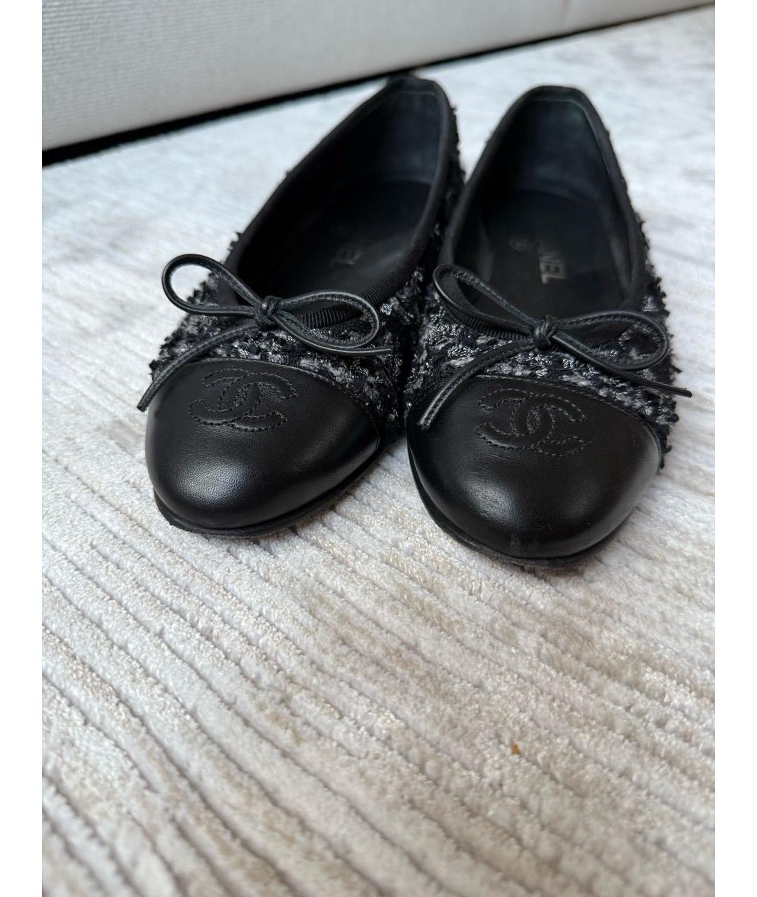 CHANEL Черные текстильные балетки, фото 5