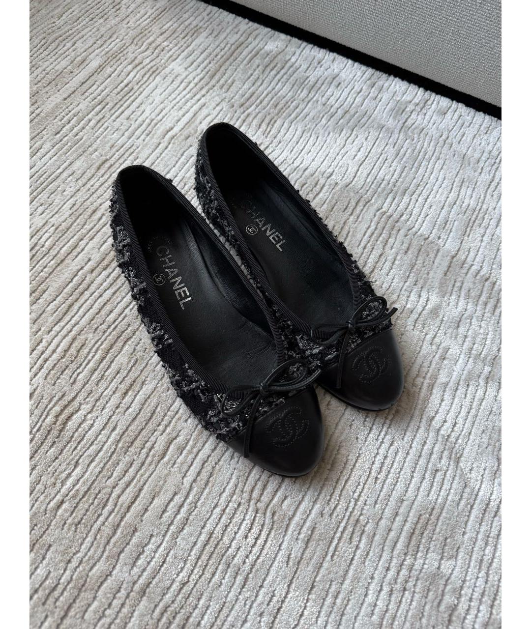 CHANEL Черные текстильные балетки, фото 4