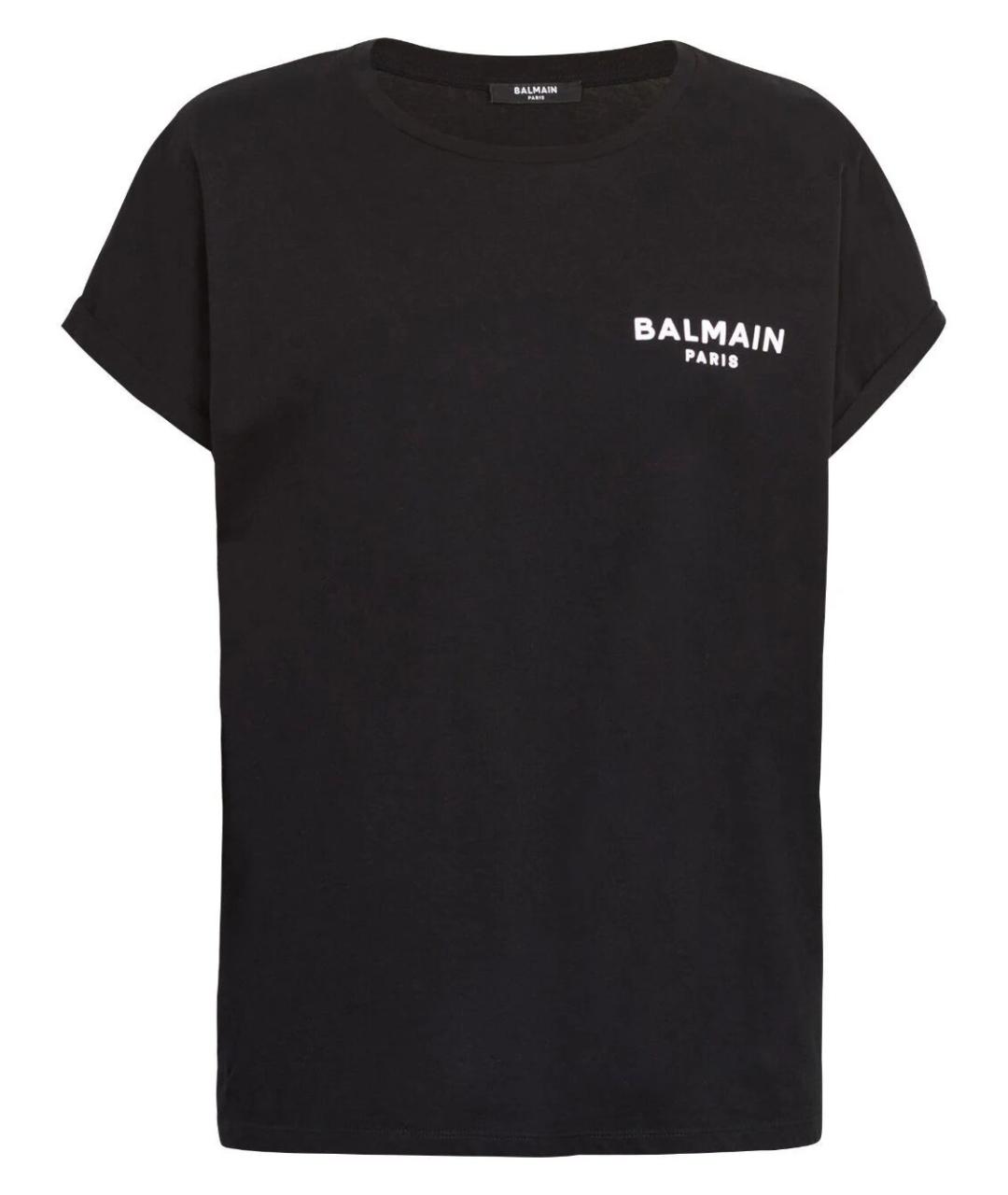 BALMAIN Черная хлопковая футболка, фото 2
