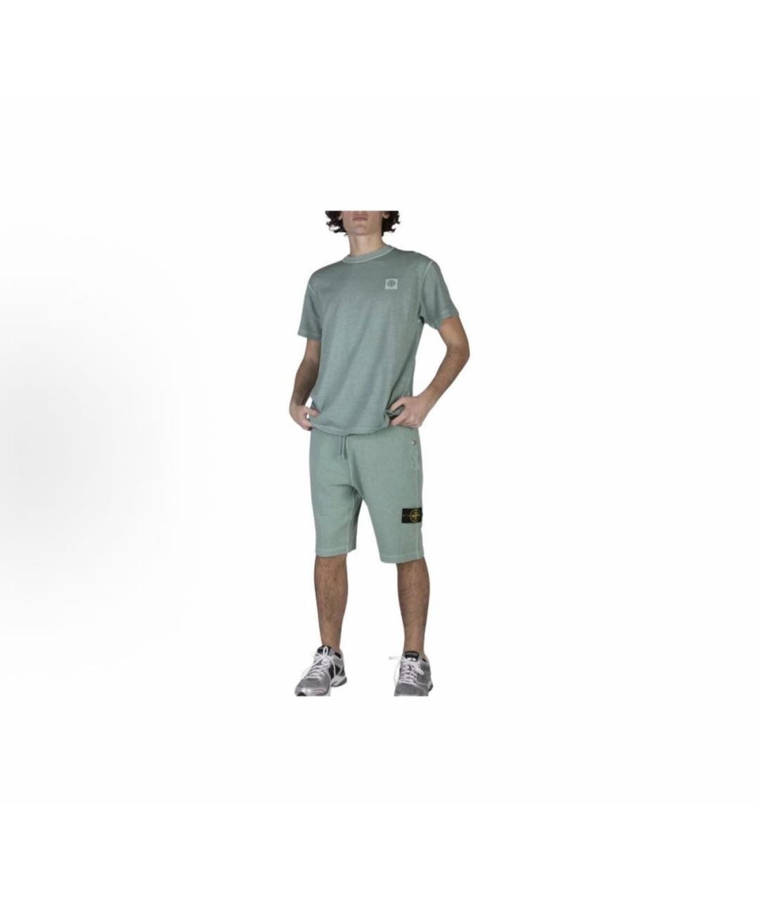 STONE ISLAND Зеленые хлопковые шорты, фото 5