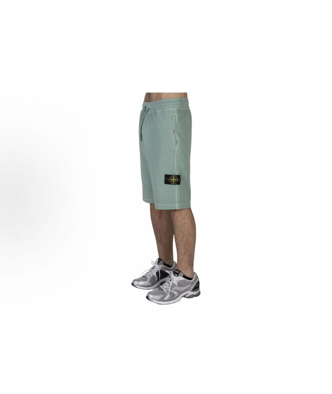 STONE ISLAND Зеленые хлопковые шорты, фото 4