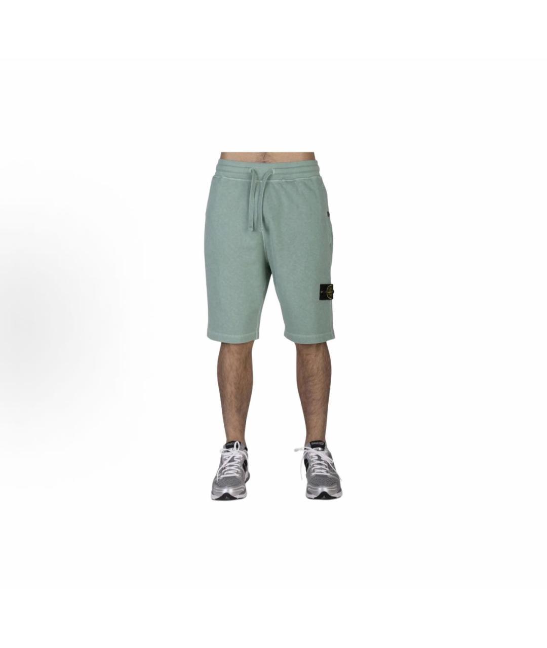STONE ISLAND Зеленые хлопковые шорты, фото 2