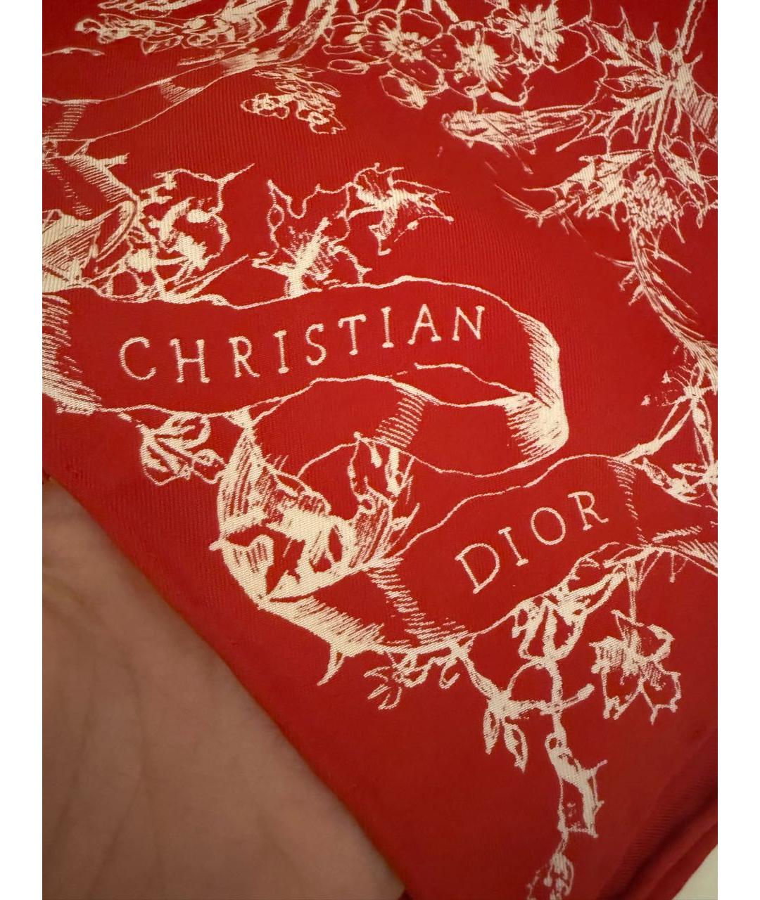 CHRISTIAN DIOR Красный шелковый шарф, фото 4