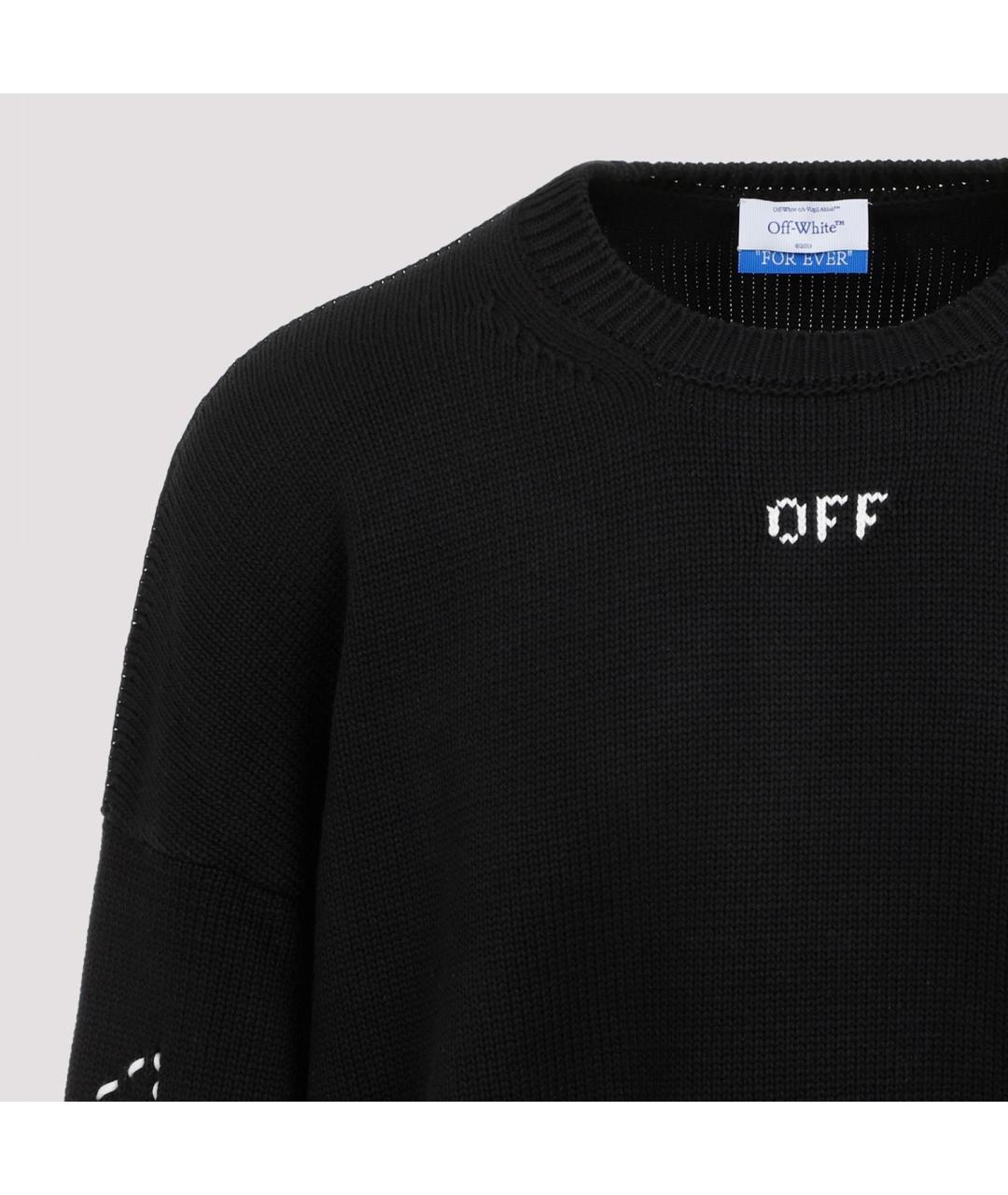 OFF-WHITE Черный хлопковый джемпер / свитер, фото 3