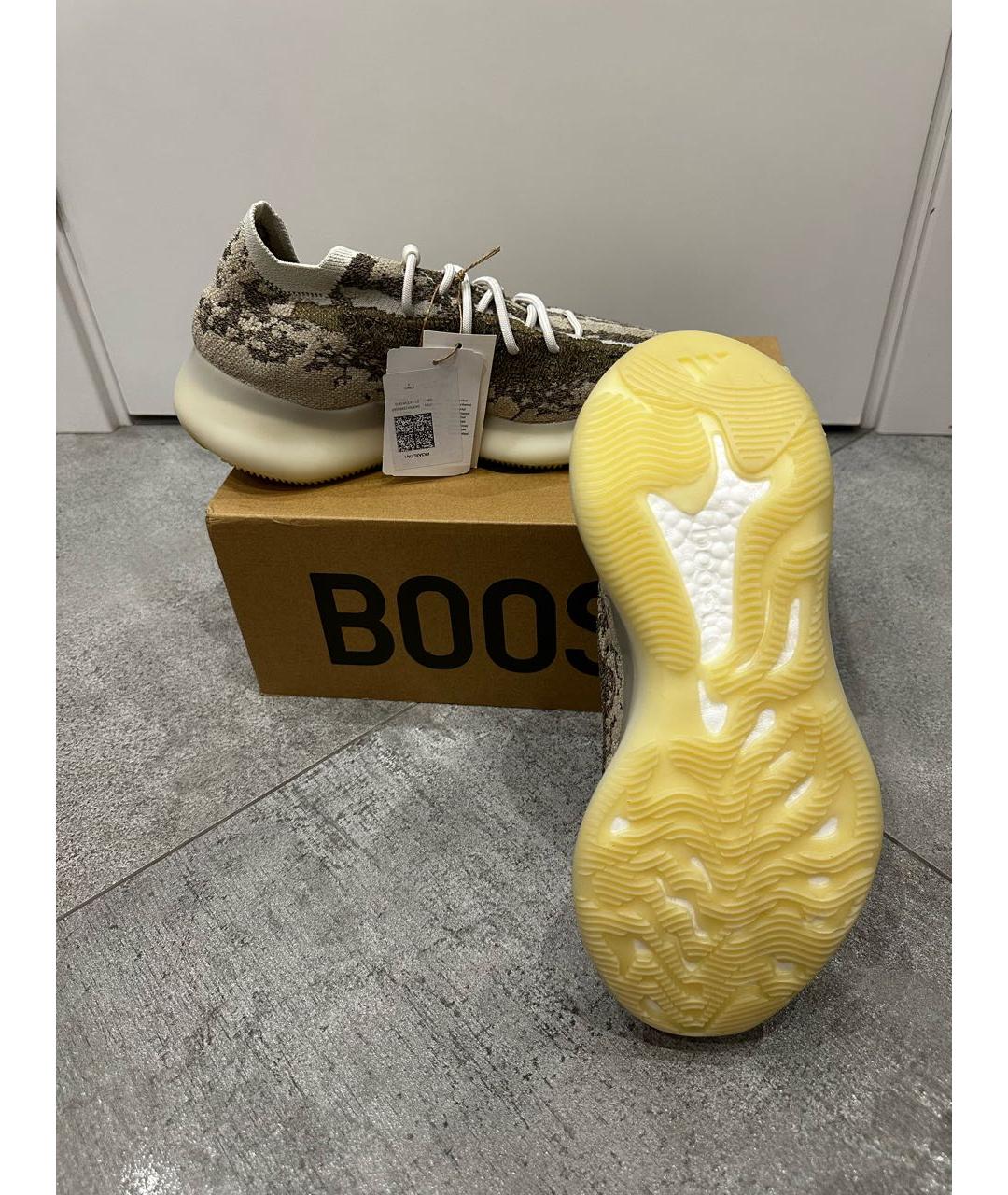 ADIDAS YEEZY Бежевые текстильные низкие кроссовки / кеды, фото 8