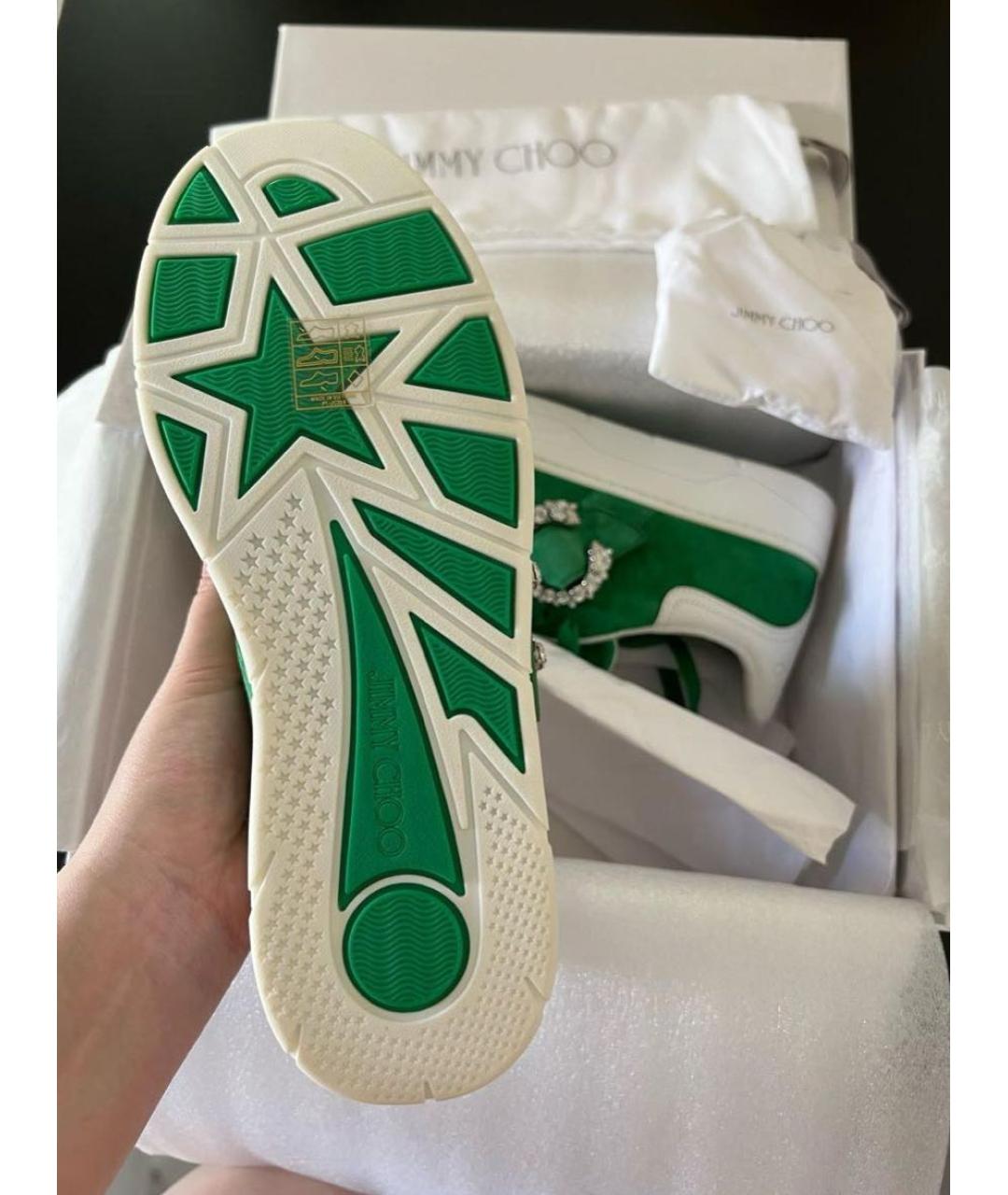 JIMMY CHOO Зеленые замшевые кеды, фото 4