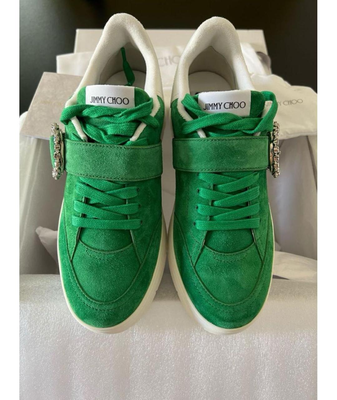JIMMY CHOO Зеленые замшевые кеды, фото 2