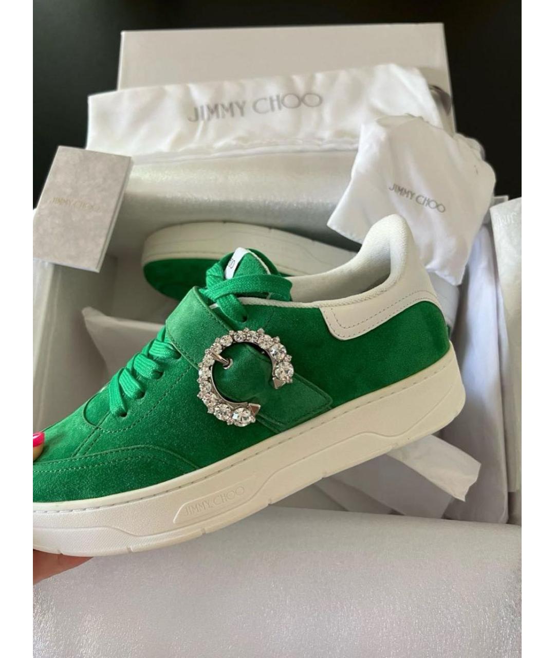 JIMMY CHOO Зеленые замшевые кеды, фото 3