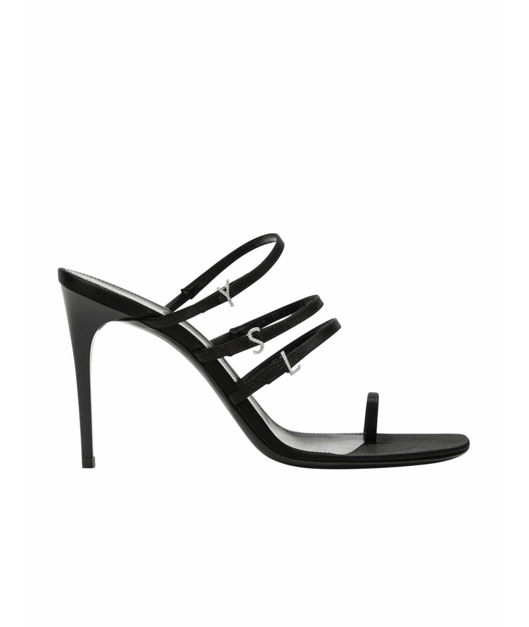 SAINT LAURENT Черные текстильные мюли, фото 1
