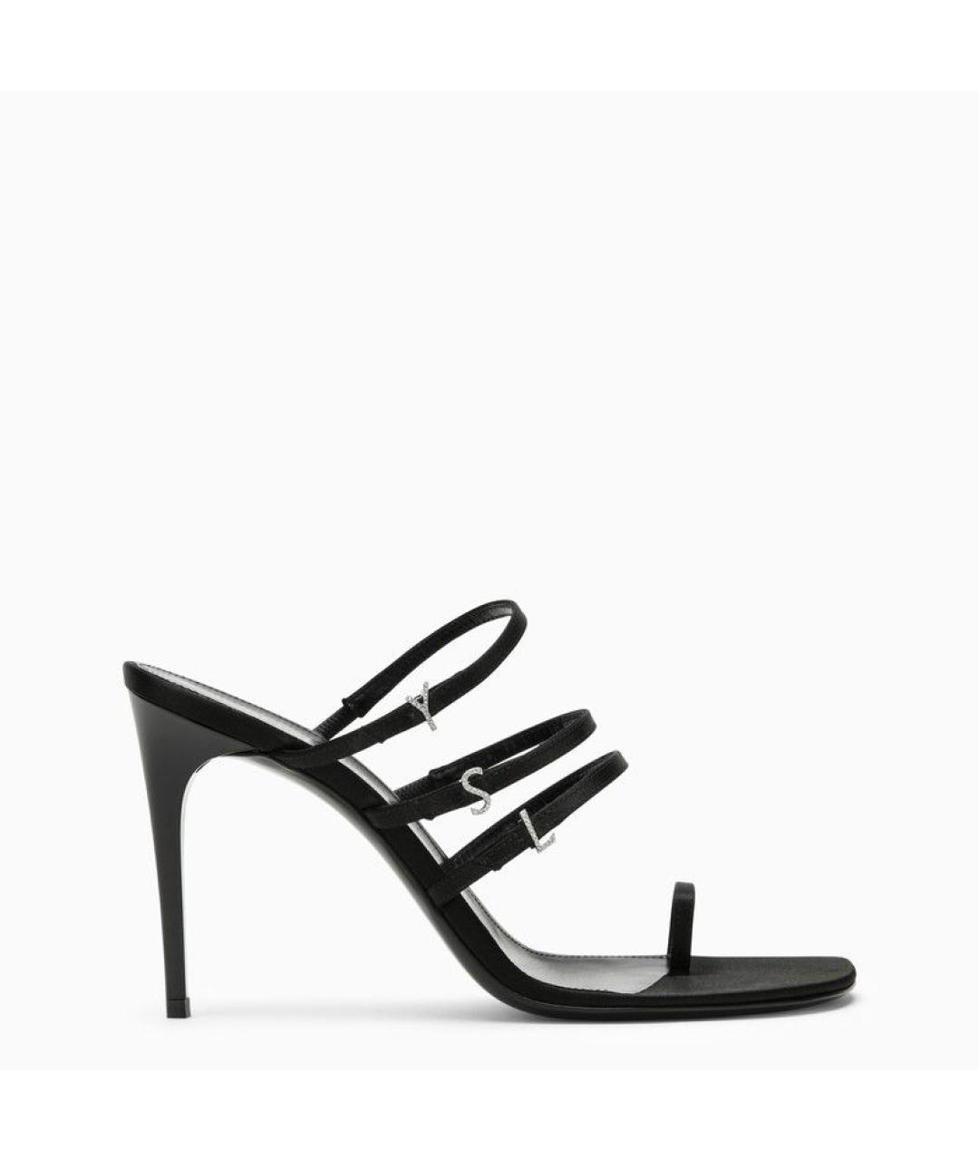 SAINT LAURENT Черные текстильные мюли, фото 6