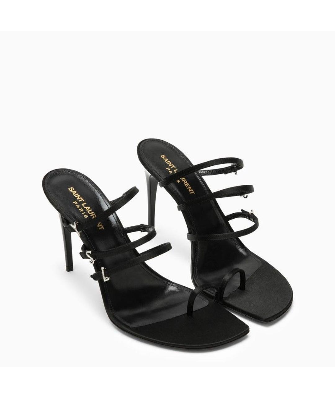 SAINT LAURENT Черные текстильные мюли, фото 2