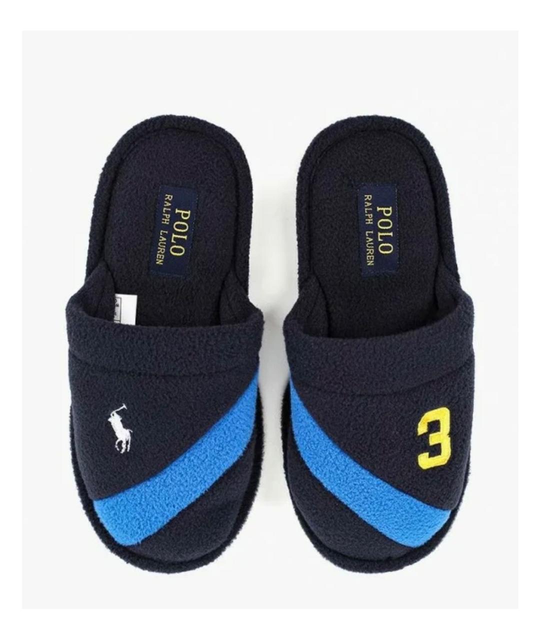 POLO RALPH LAUREN Темно-синие синтетические сандалии и шлепанцы, фото 7