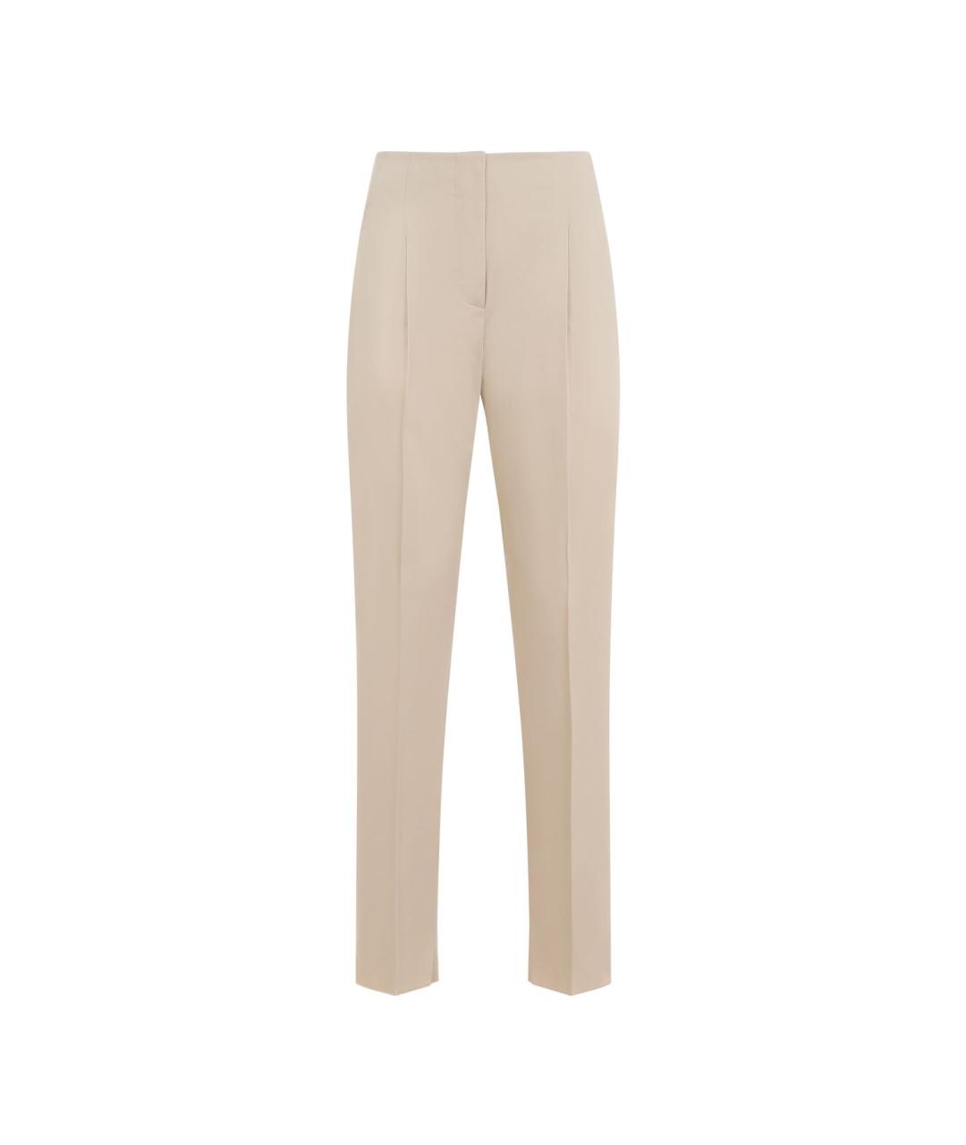 MAX MARA Бежевые хлопковые прямые брюки, фото 1