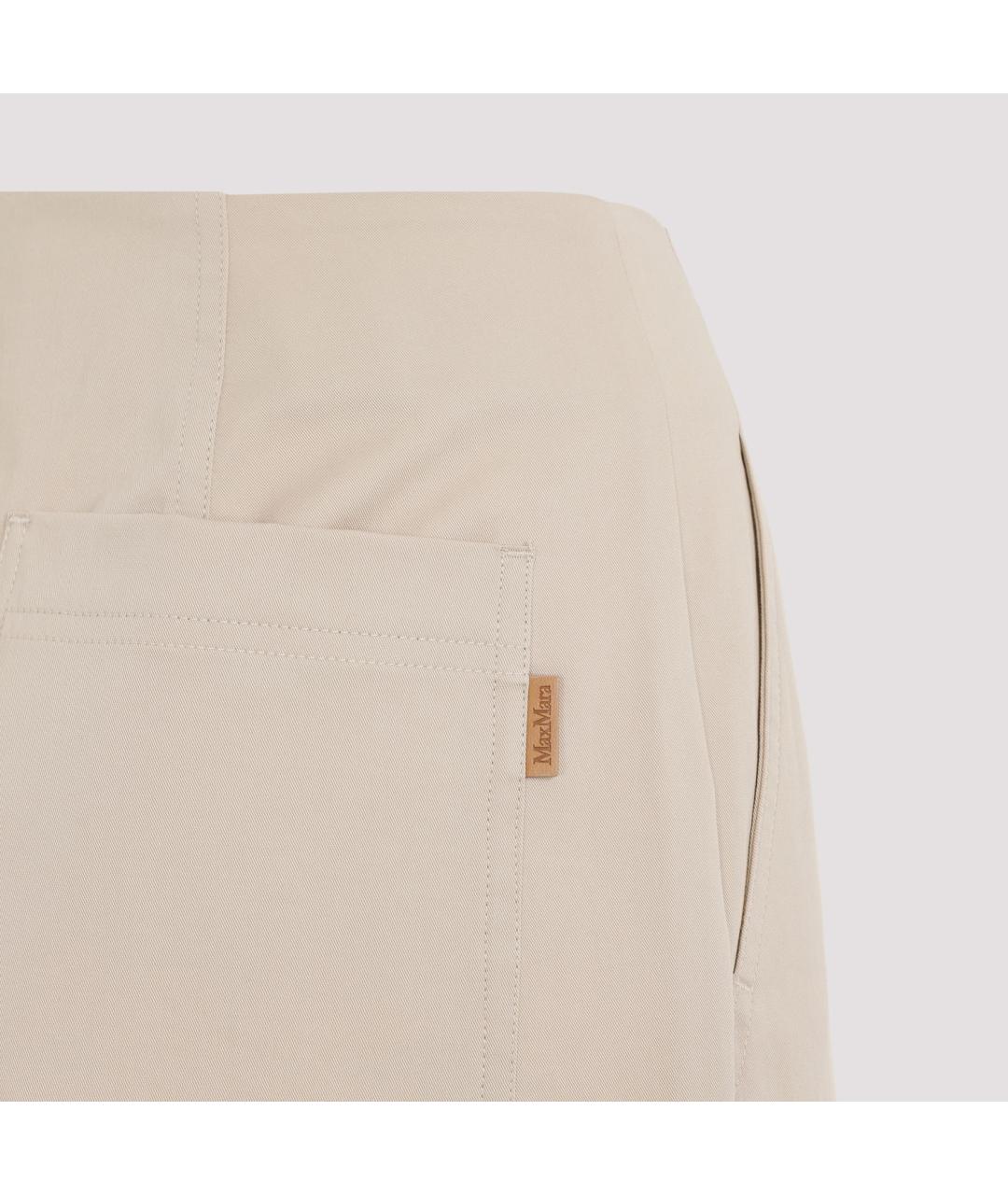 MAX MARA Бежевые хлопковые прямые брюки, фото 4