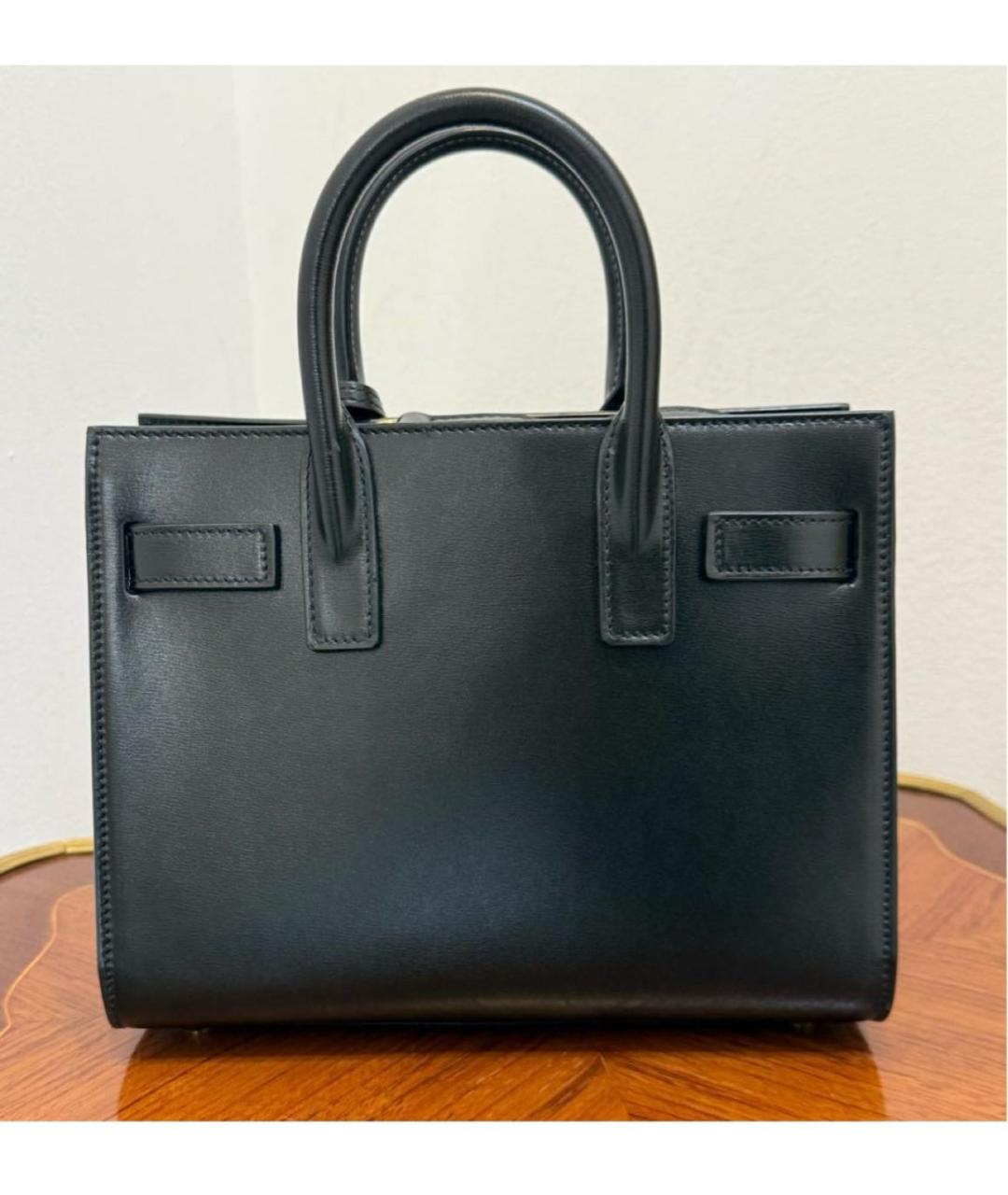 SAINT LAURENT Черная кожаная сумка с короткими ручками, фото 2