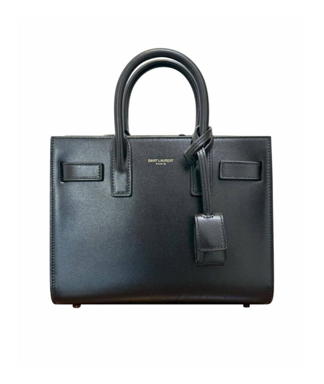 SAINT LAURENT Черная кожаная сумка с короткими ручками, фото 8