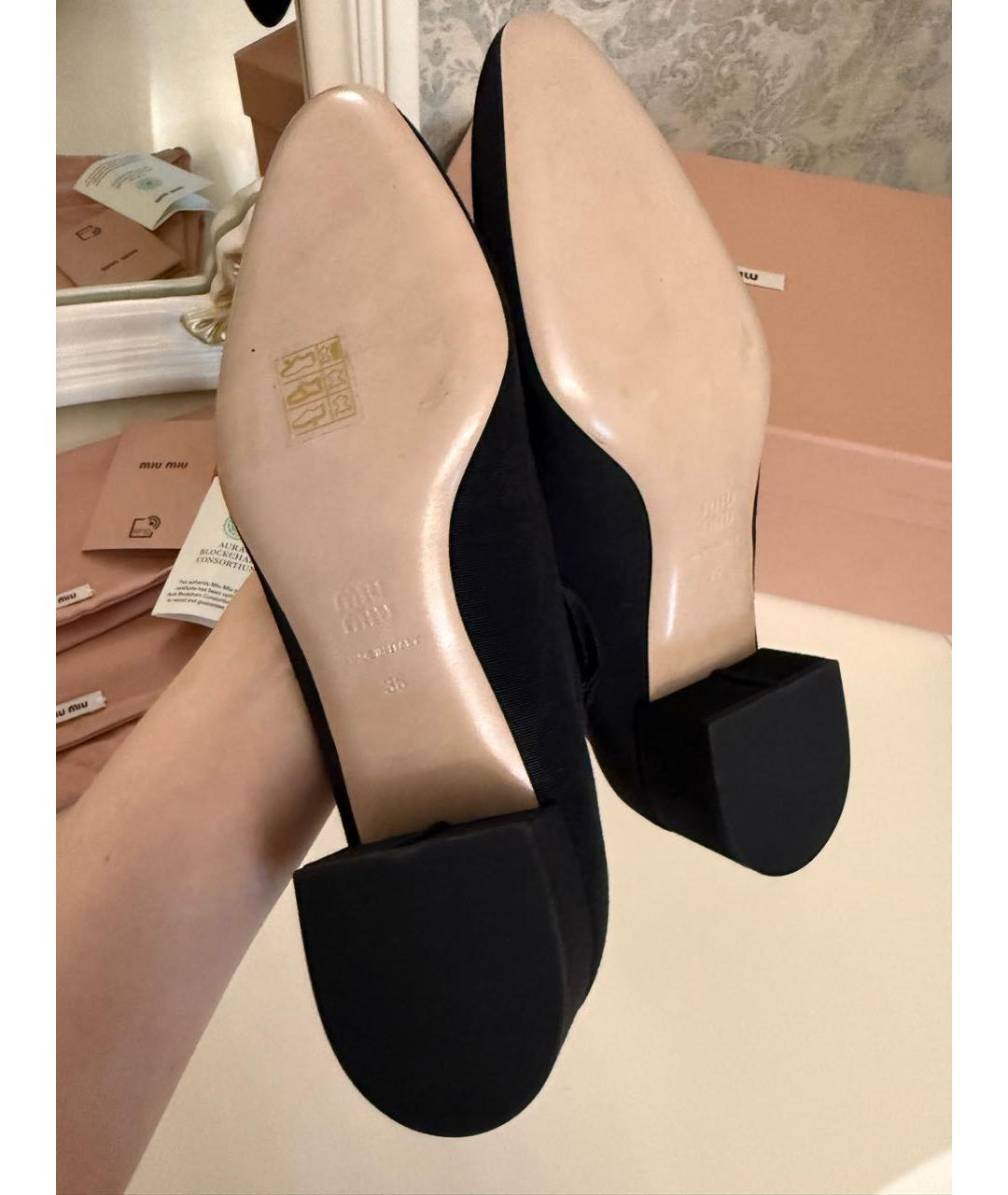 MIU MIU Черные текстильные туфли, фото 6