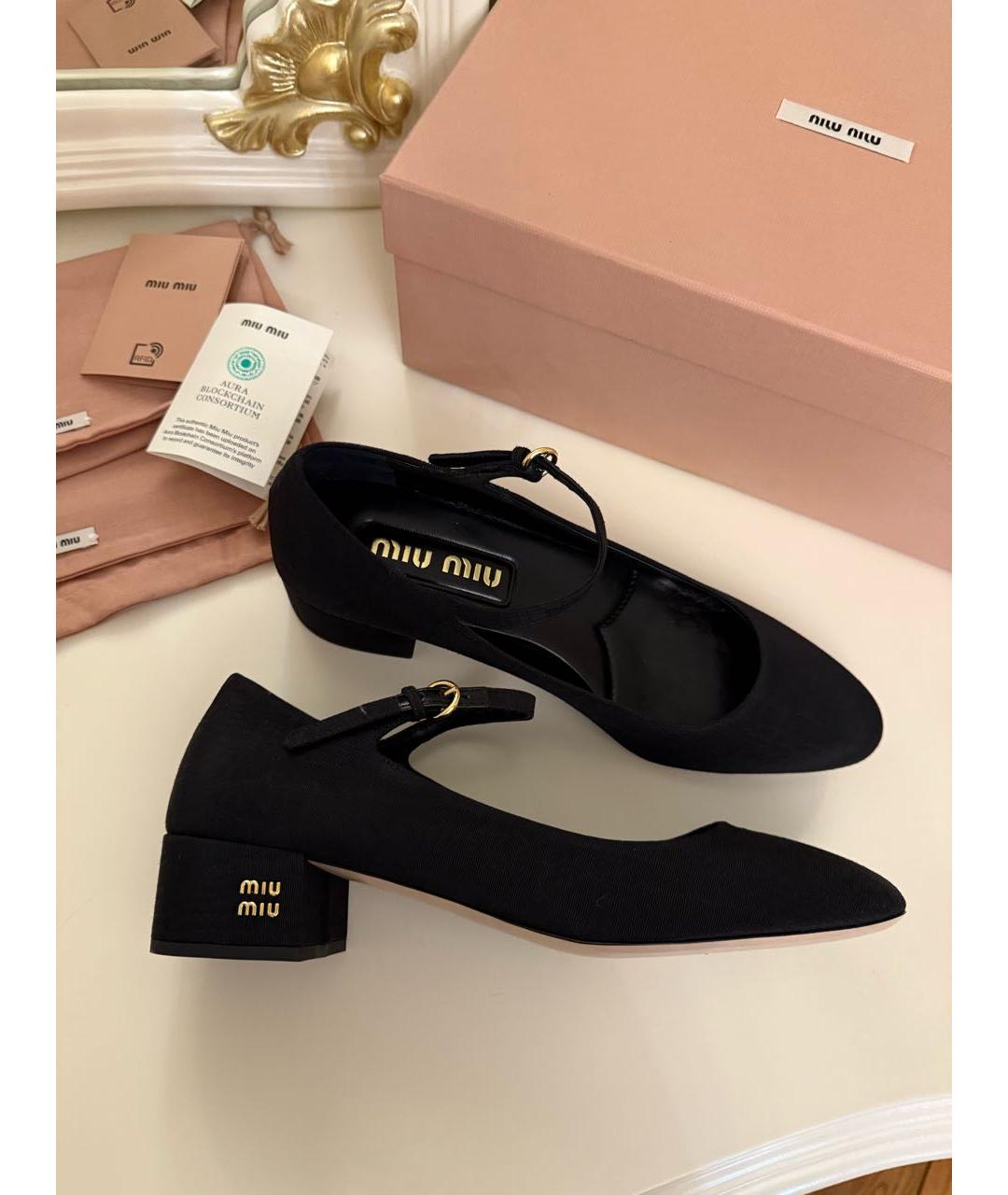 MIU MIU Черные текстильные туфли, фото 5