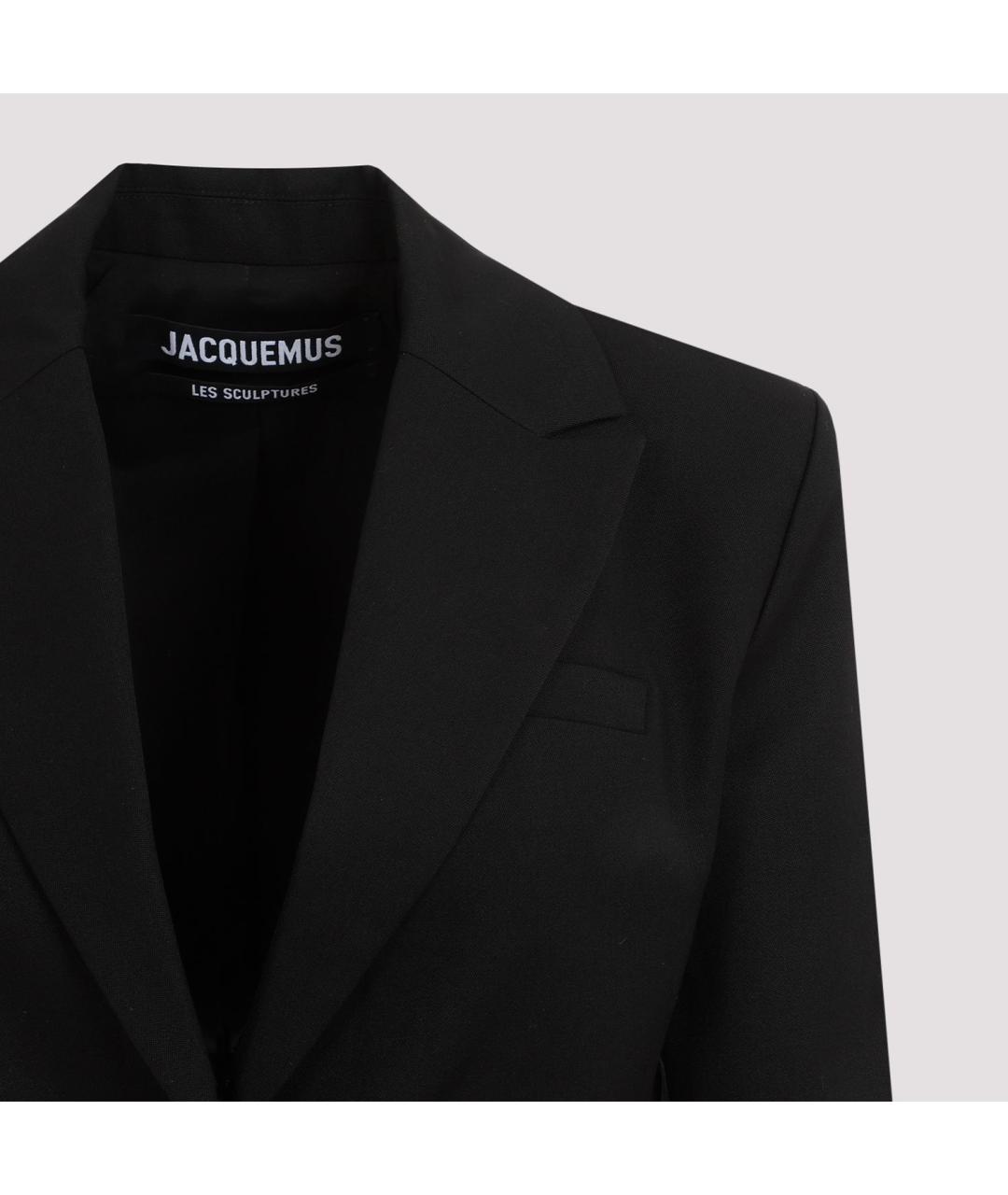 JACQUEMUS Черное шерстяное повседневное платье, фото 3