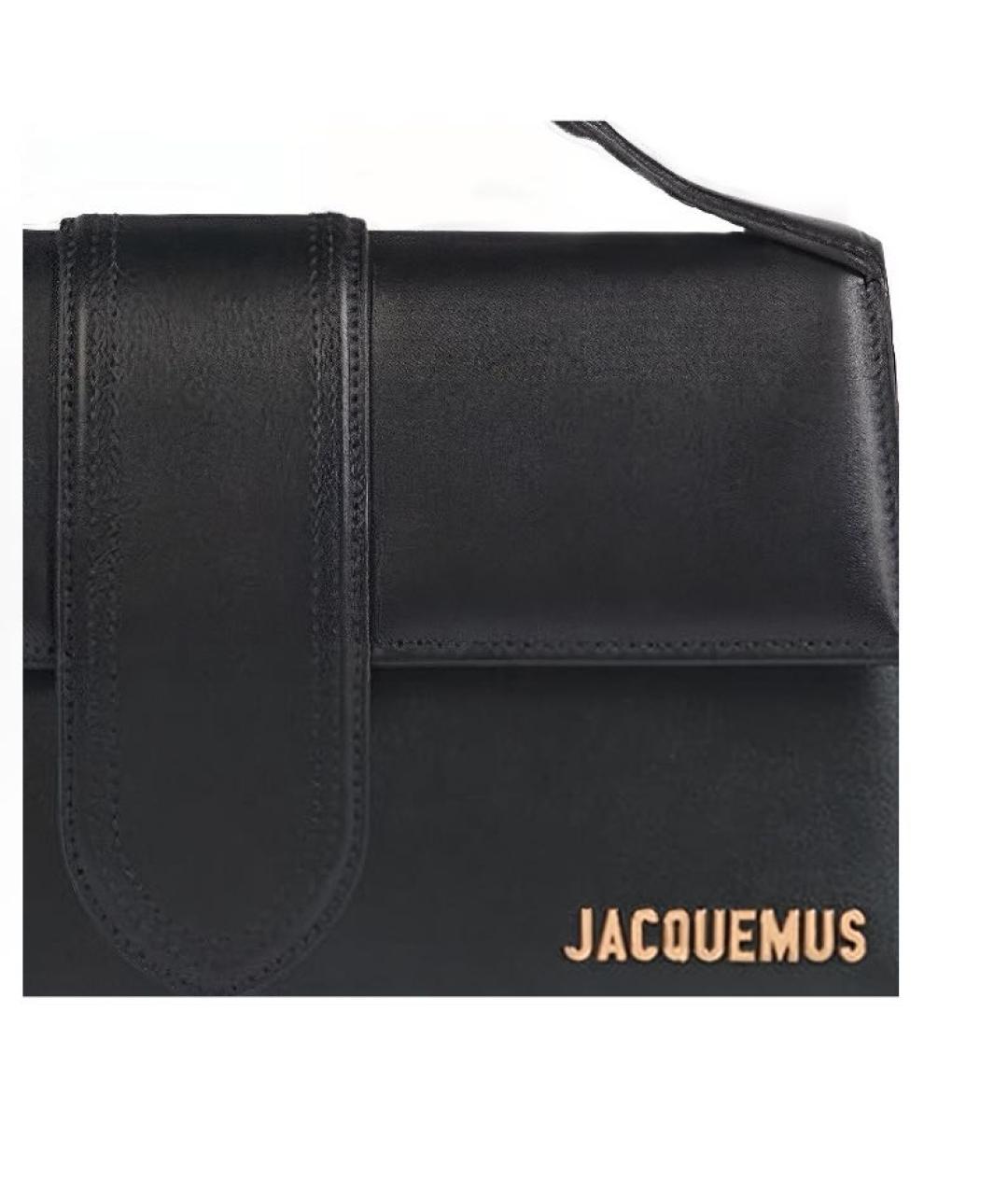 JACQUEMUS Черная кожаная сумка с короткими ручками, фото 4