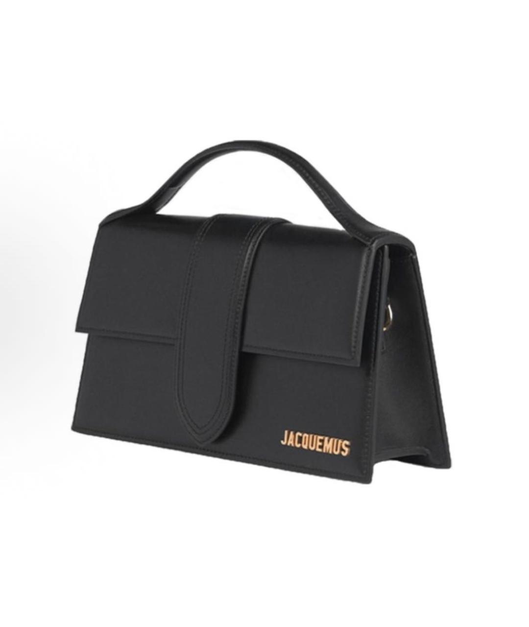 JACQUEMUS Черная кожаная сумка с короткими ручками, фото 2