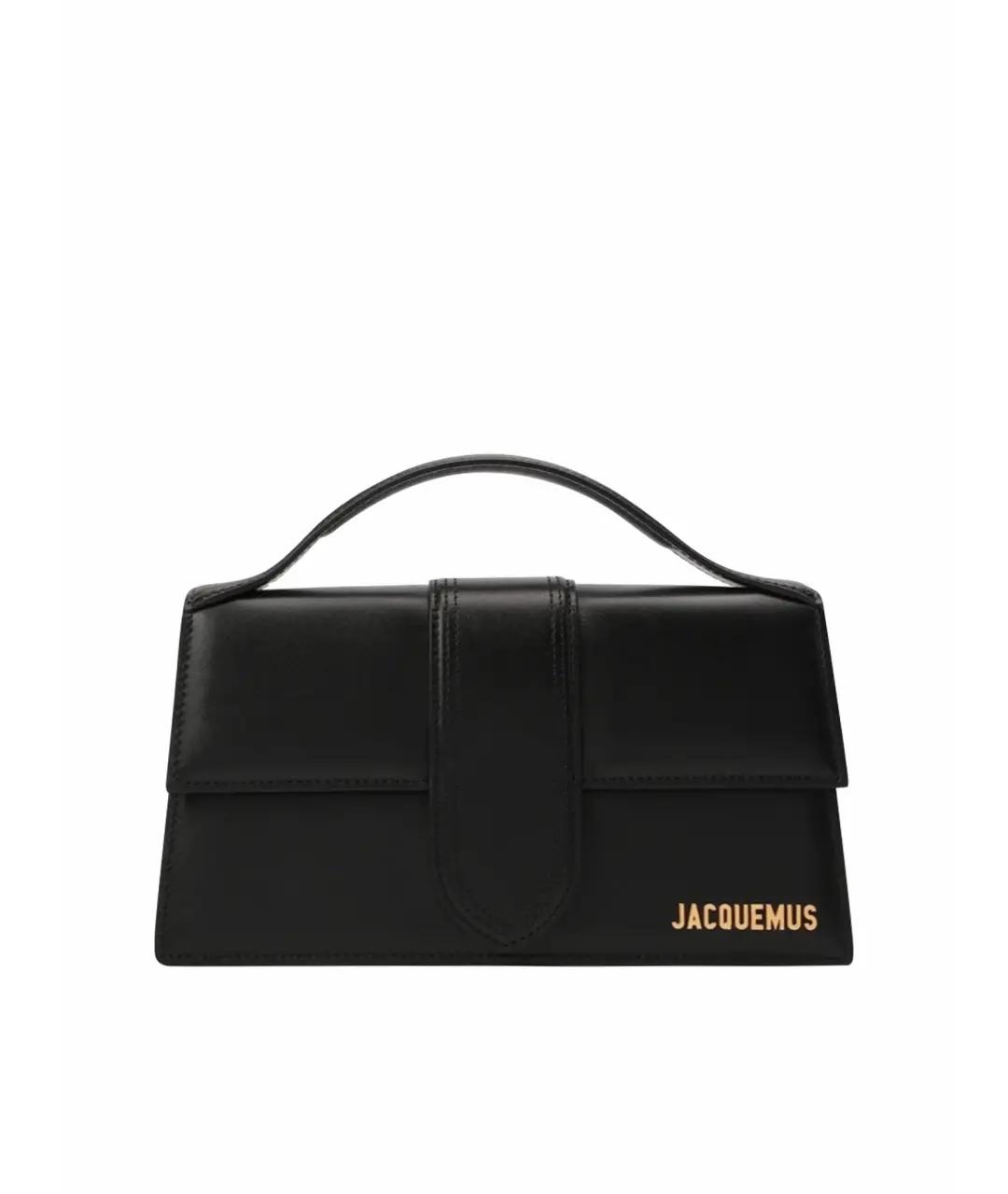 JACQUEMUS Черная кожаная сумка с короткими ручками, фото 1