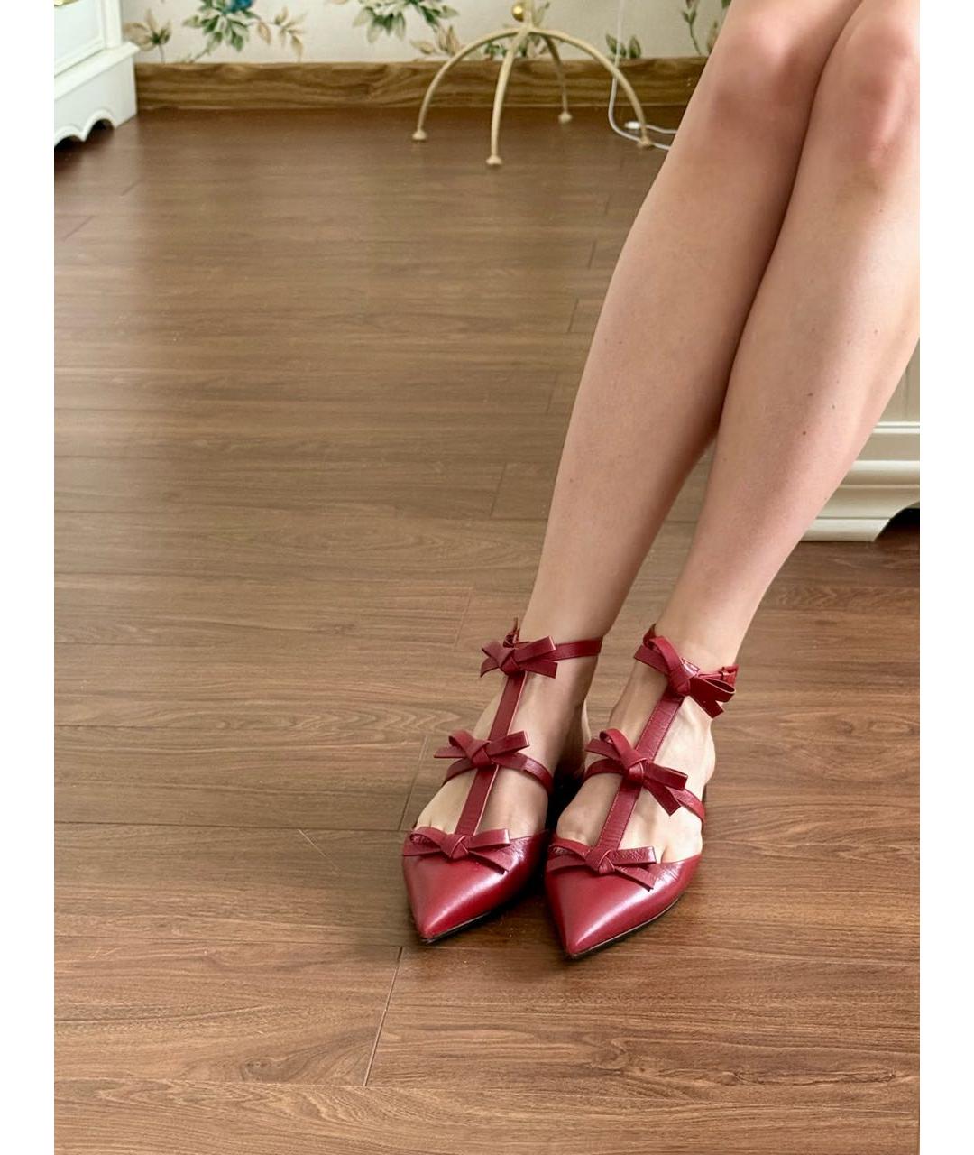 VALENTINO Красные кожаные босоножки, фото 8