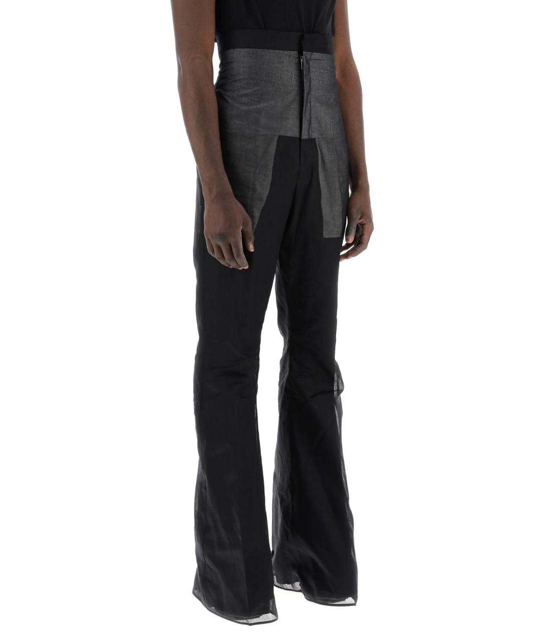 RICK OWENS Черные хлопковые повседневные брюки, фото 2