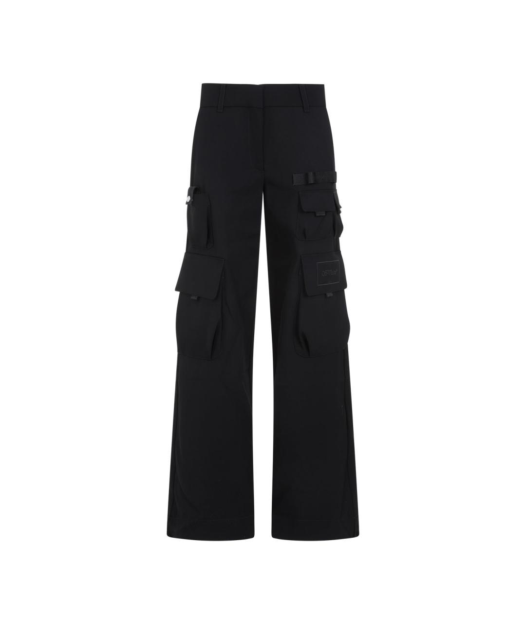 OFF-WHITE Черные шерстяные прямые брюки, фото 1