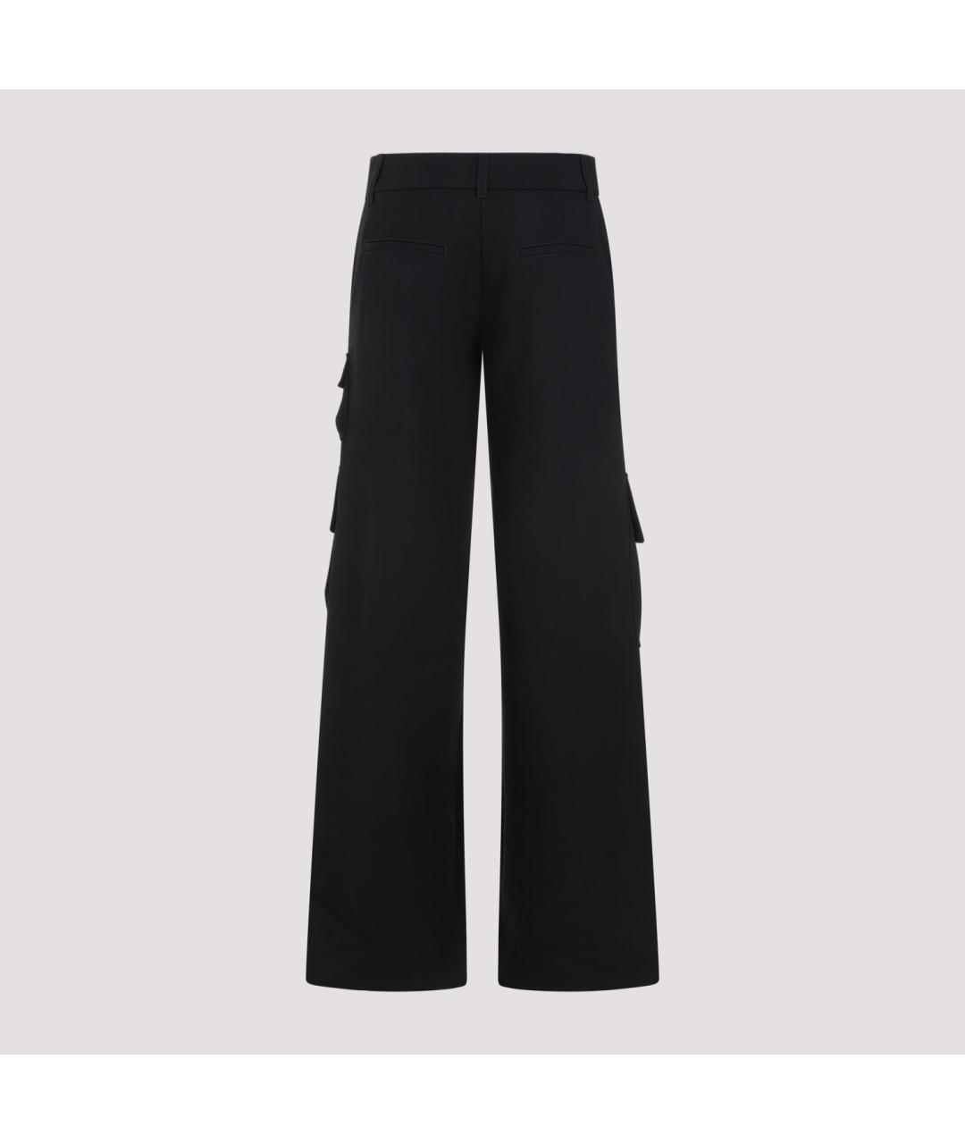 OFF-WHITE Черные шерстяные прямые брюки, фото 3