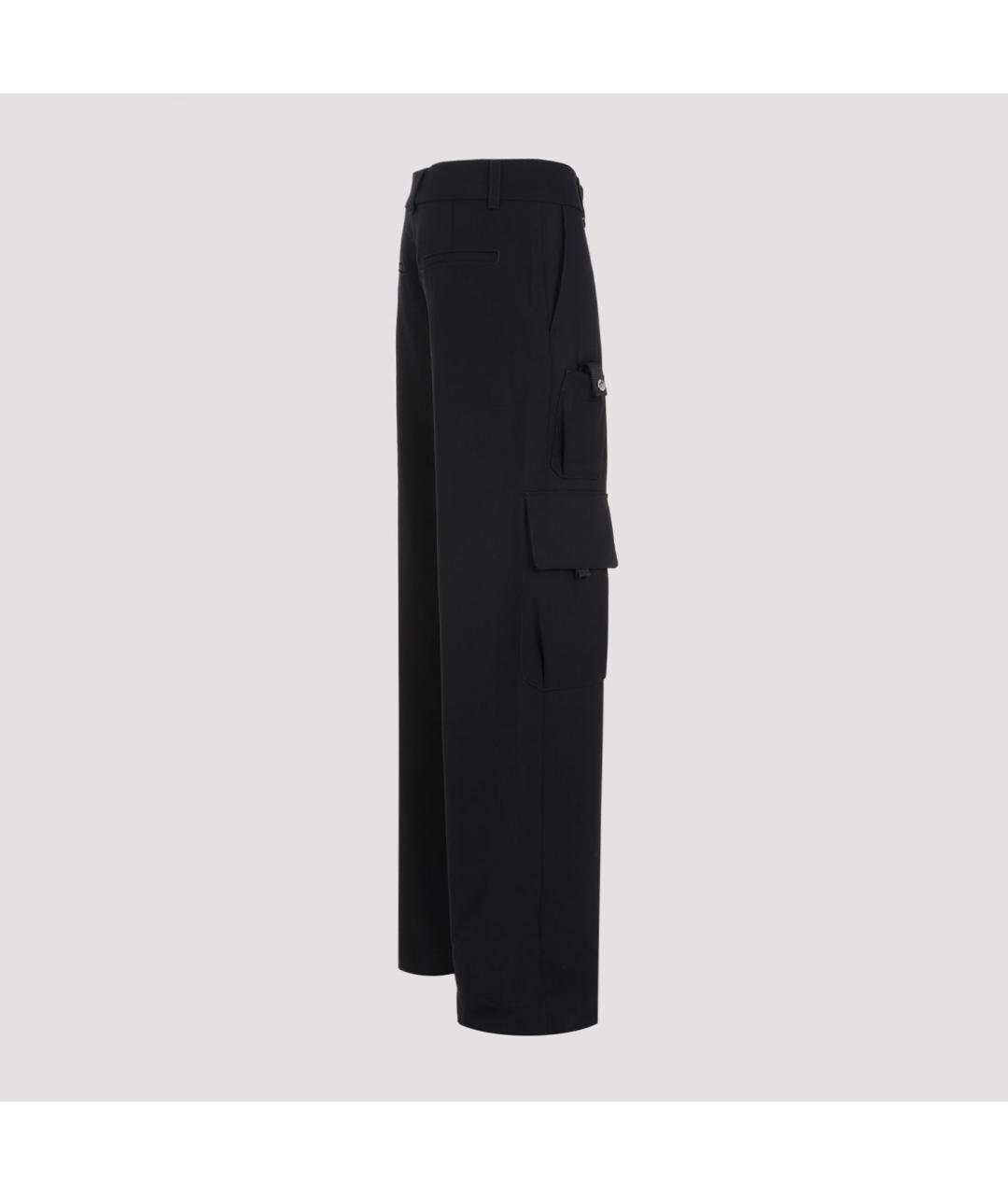 OFF-WHITE Черные шерстяные прямые брюки, фото 4