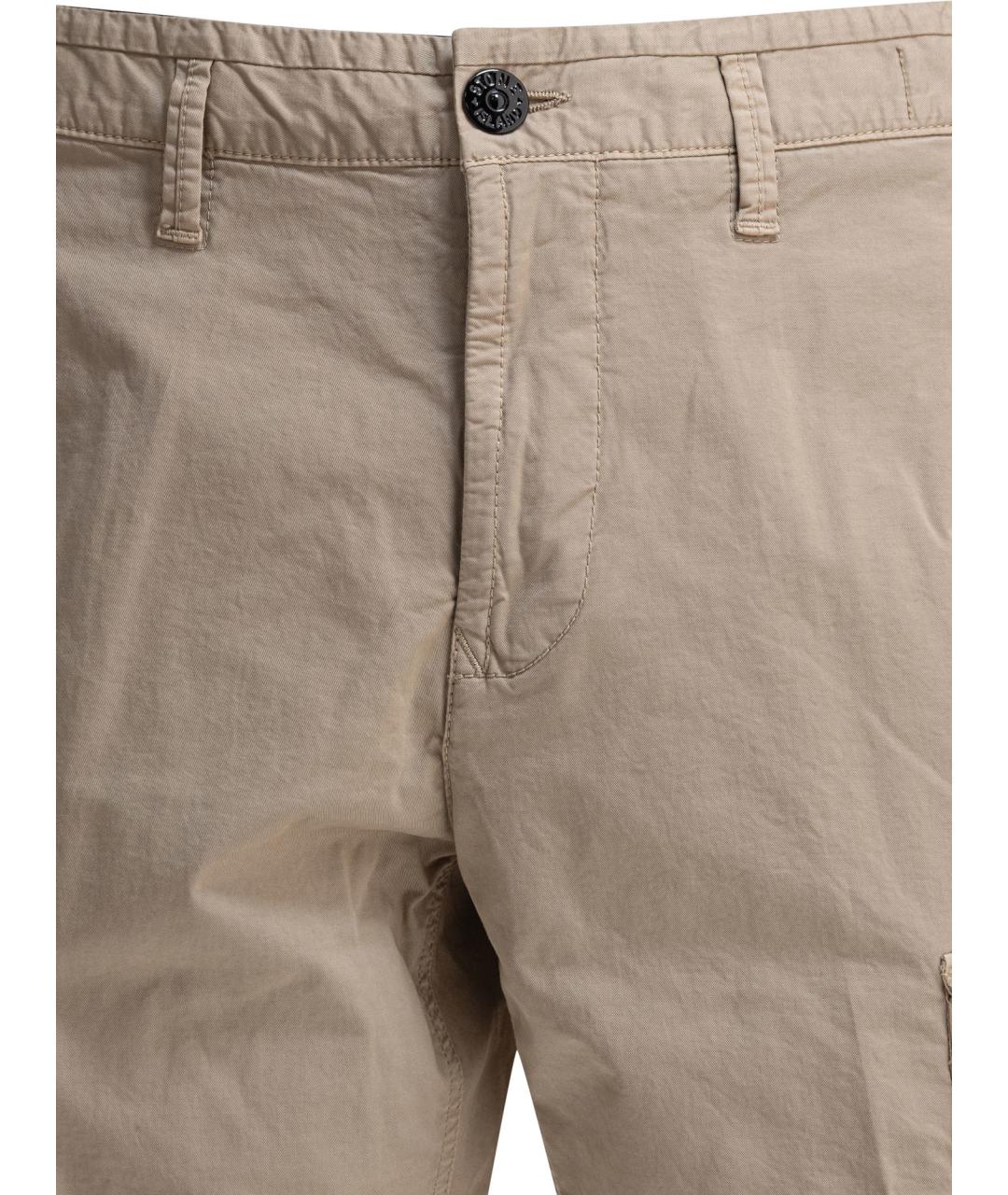 STONE ISLAND Бежевые хлопковые шорты, фото 3