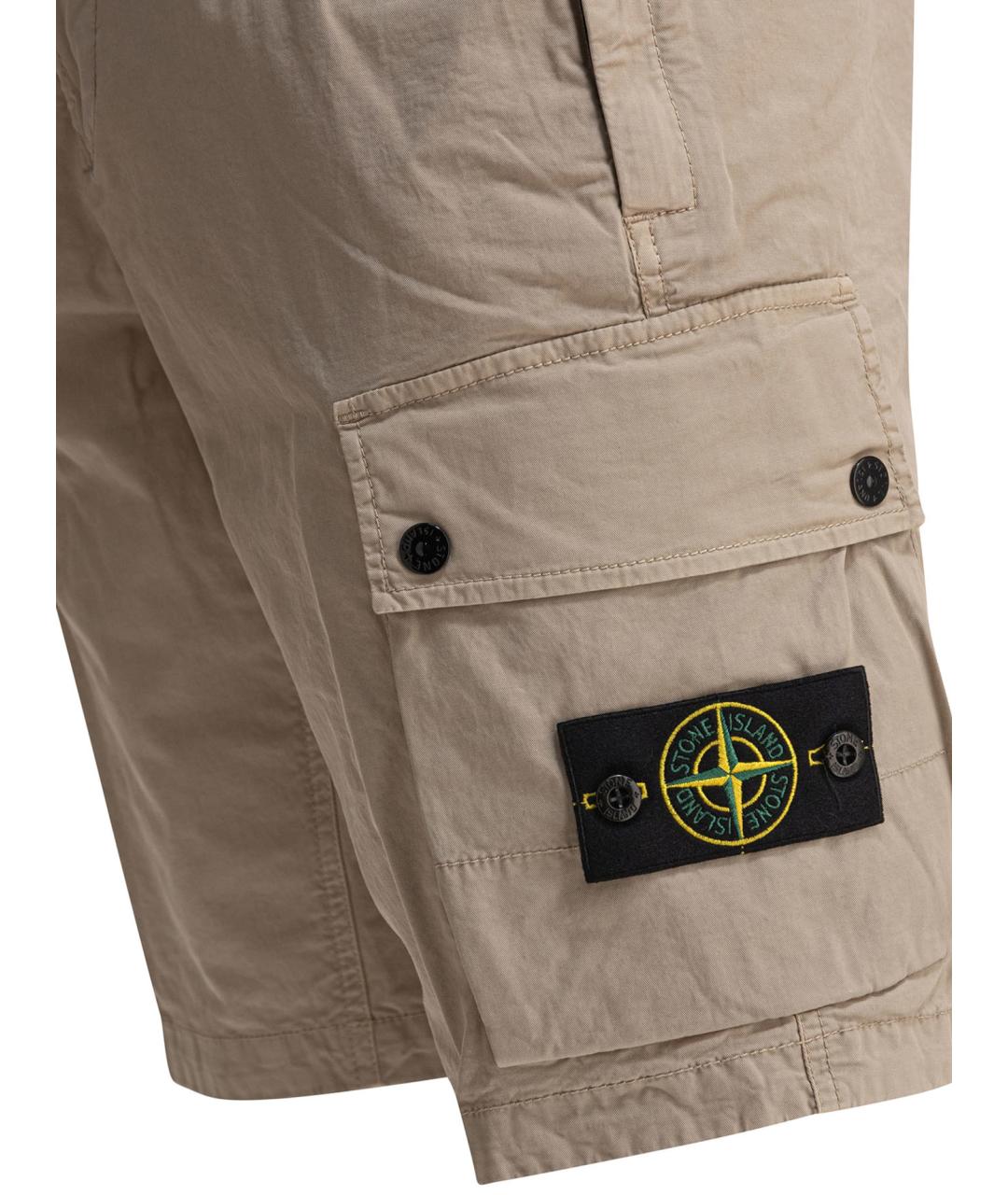 STONE ISLAND Бежевые хлопковые шорты, фото 4