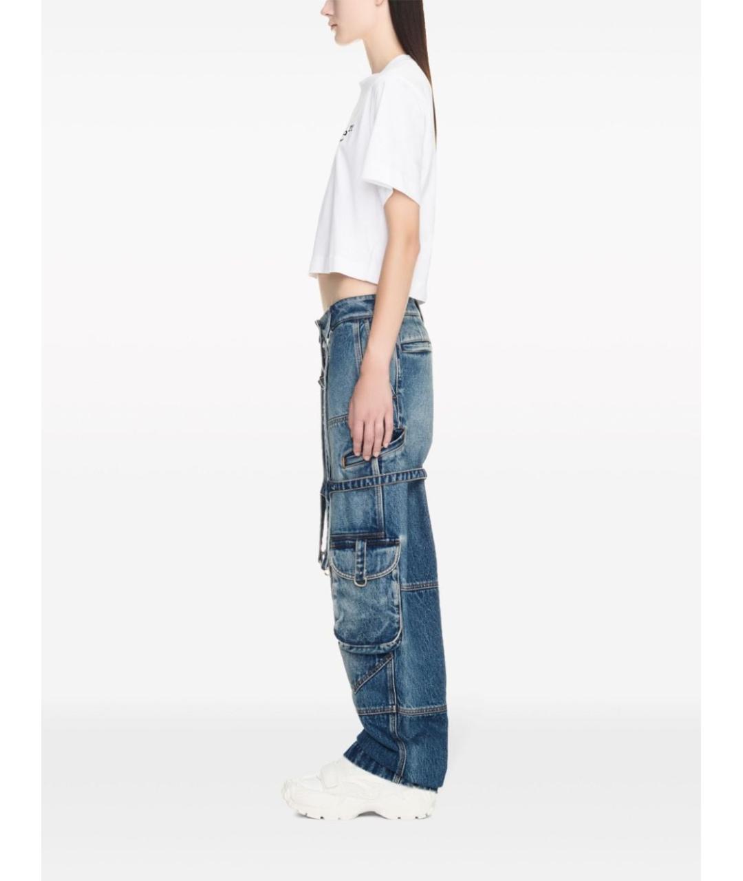 OFF-WHITE Синие хлопковые прямые джинсы, фото 4