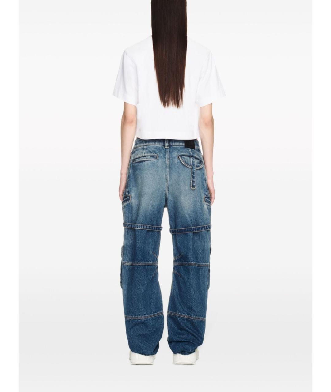 OFF-WHITE Синие хлопковые прямые джинсы, фото 3