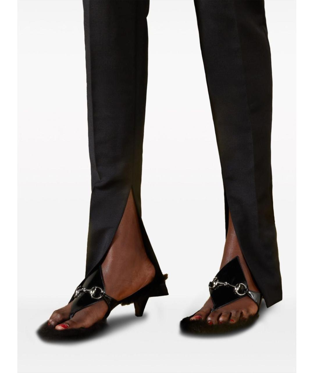 GUCCI Черные шерстяные прямые брюки, фото 5