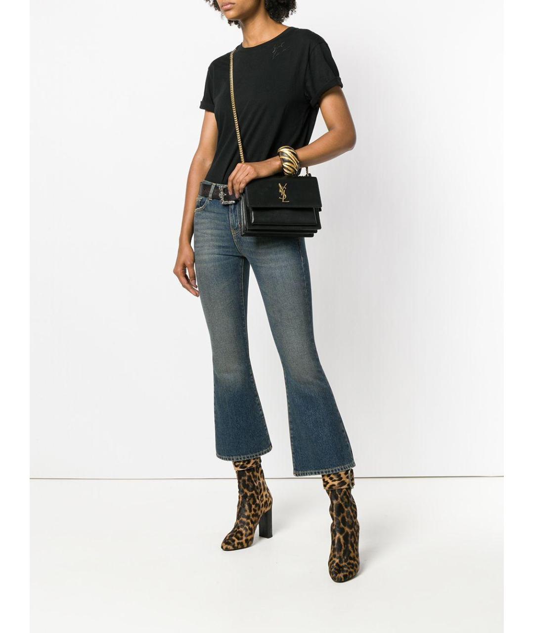 SAINT LAURENT Черная кожаная сумка через плечо, фото 2