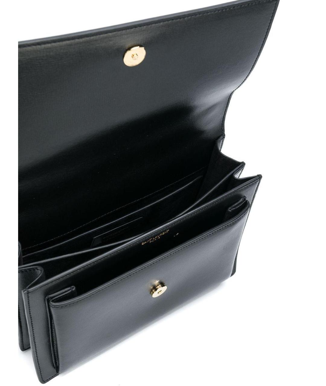 SAINT LAURENT Черная кожаная сумка через плечо, фото 5