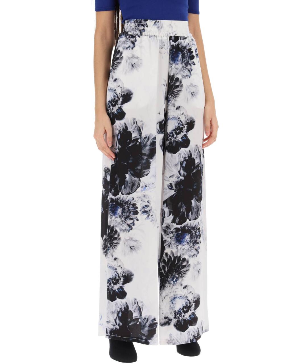 ALEXANDER MCQUEEN Белые шелковые прямые брюки, фото 2