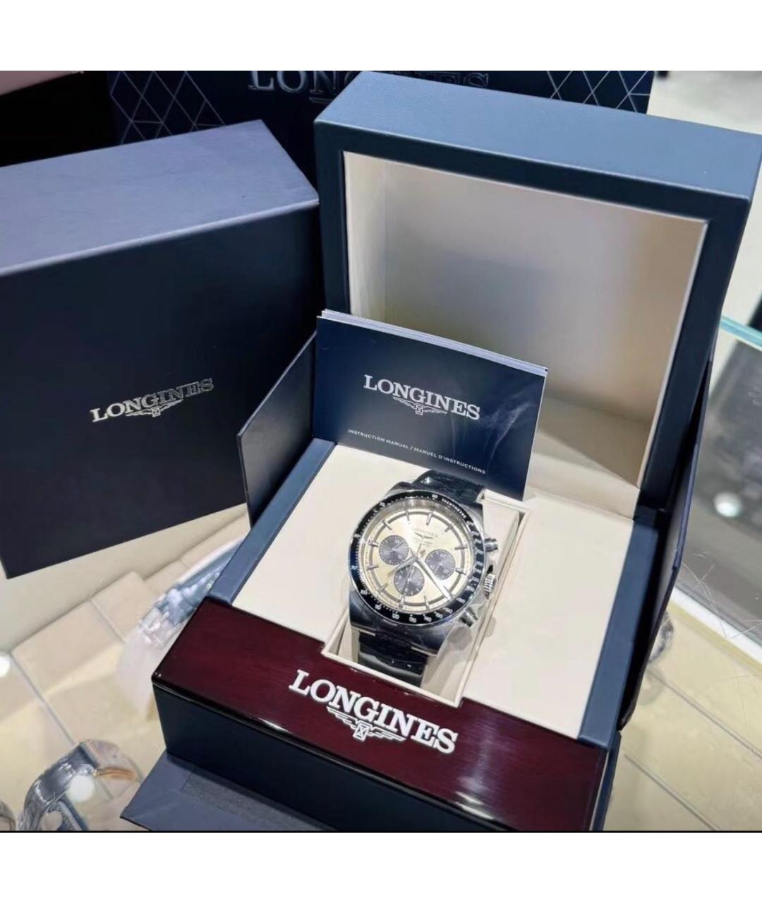 LONGINES Черные стальные часы, фото 4