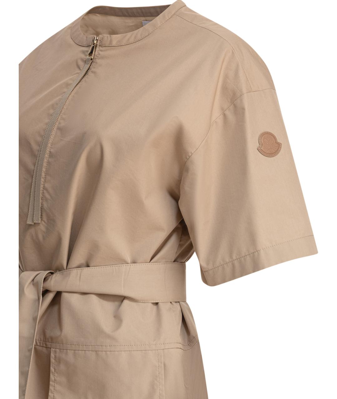 MONCLER Бежевое хлопковое повседневное платье, фото 4